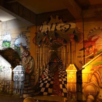 Grafite histórico de BH, debaixo do viaduto de Santa Tereza, enviado por Davi de Melo Santos. Foi feito por ele próprio, com Seth, Hyper, Dalata e MTS.