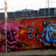 Grafite na rua Pacífico Faria, bairro Pompeia. Foto de Beto Trajano, em janeiro de 2014.